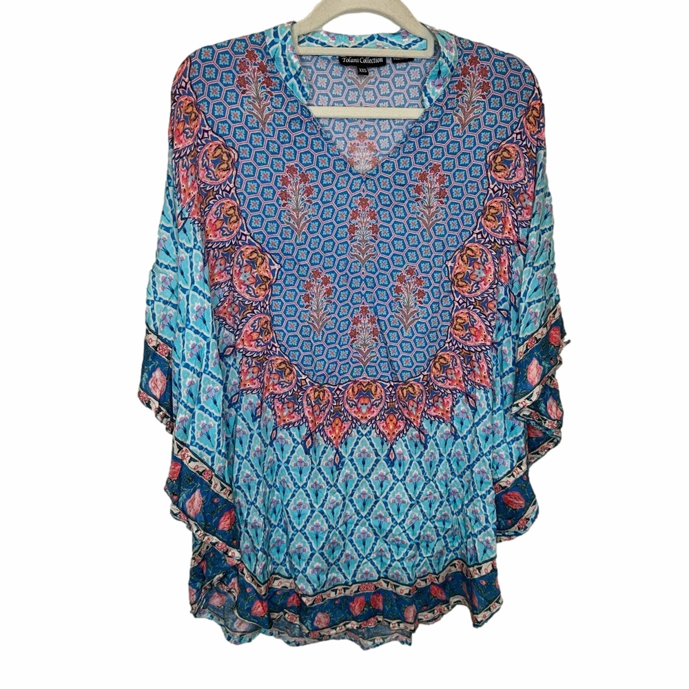 Tolani | Floral Printed 100% Modal Caftan Tunic Size XXSmall